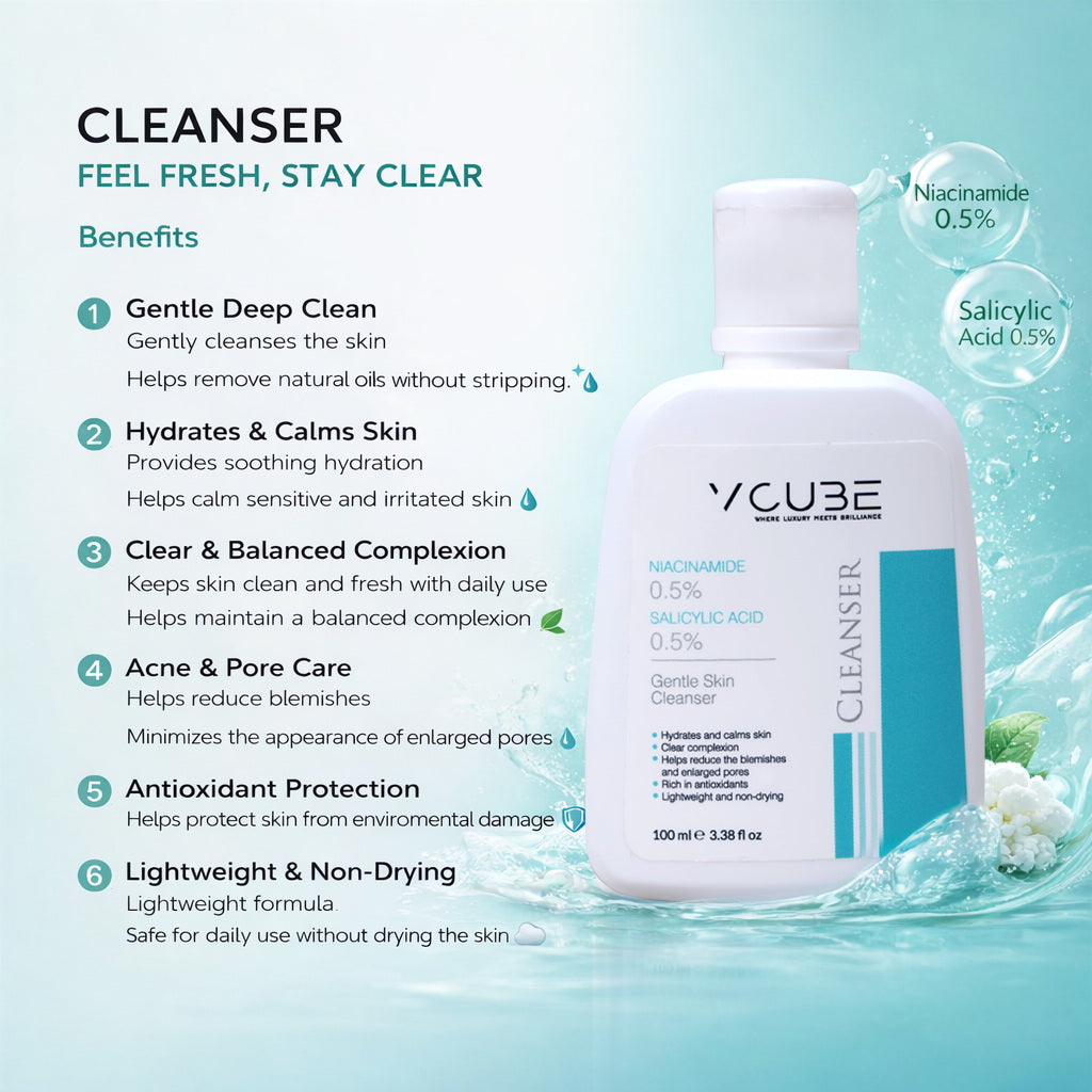 Gentle Skin Cleanser with Niacinamide 0.5% & Salicylic Acid 0.5% | VCube Cleanser