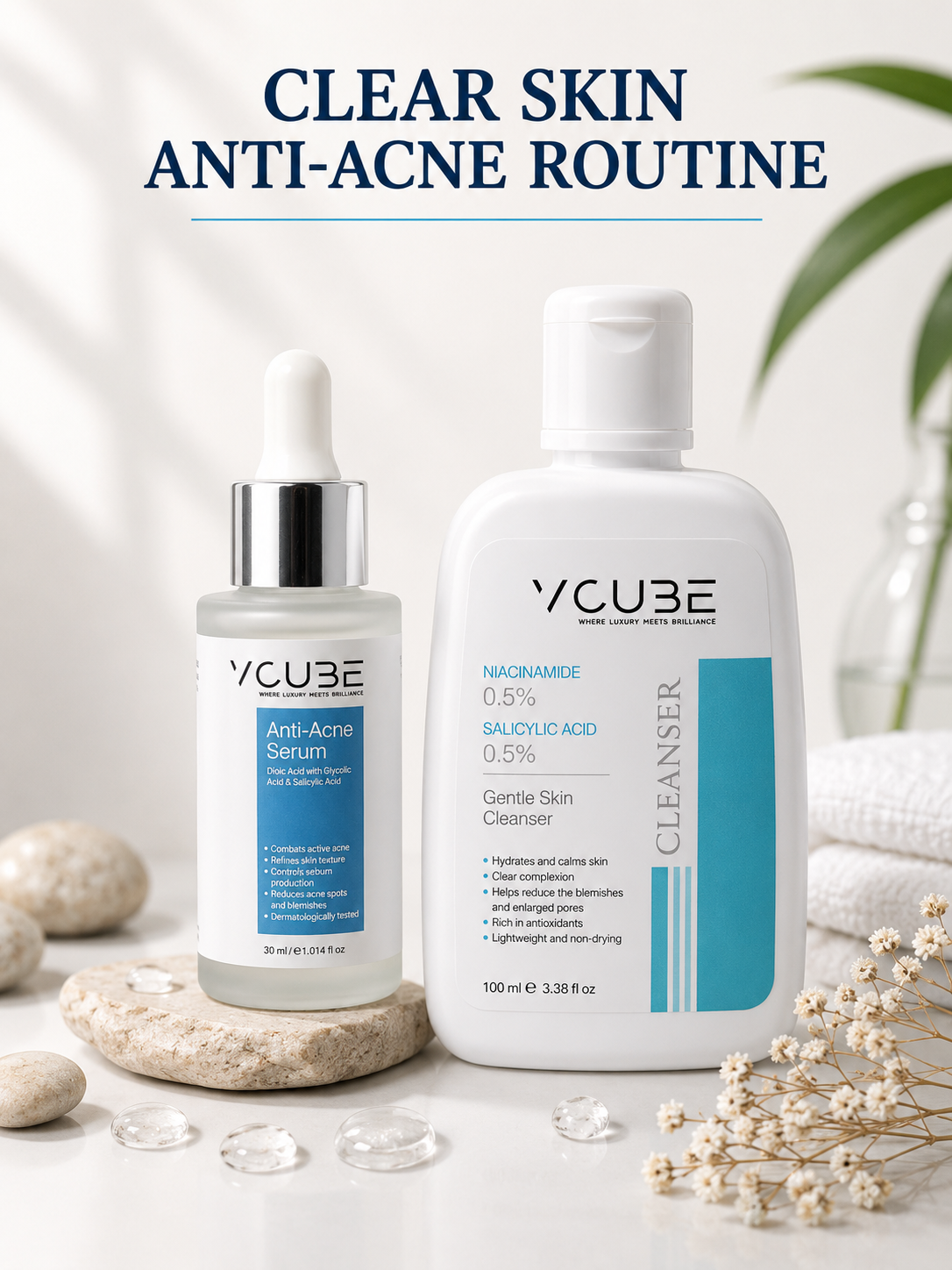 Acne Clear Duo Kit – Gentle Skin Cleanser + Anti-Acne Serum (Daily Skincare Combo)