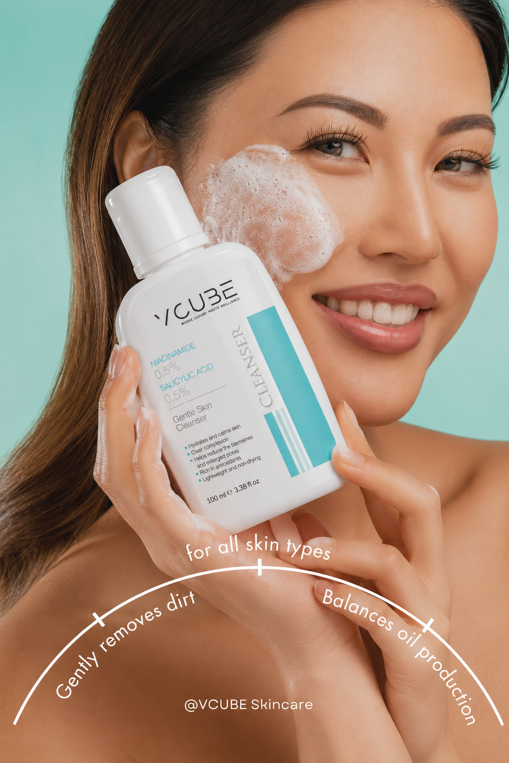 Gentle Skin Cleanser with Niacinamide 0.5% & Salicylic Acid 0.5% | VCube Cleanser