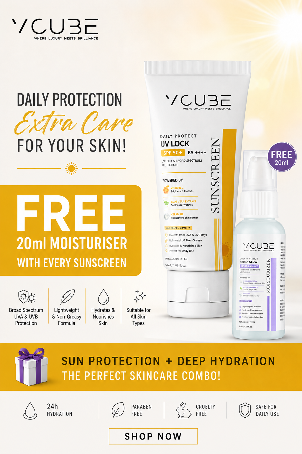UV LOCK Sunscreen SPF 50+ PA++++ | Vitamin C + Niacinamide + Ceramide