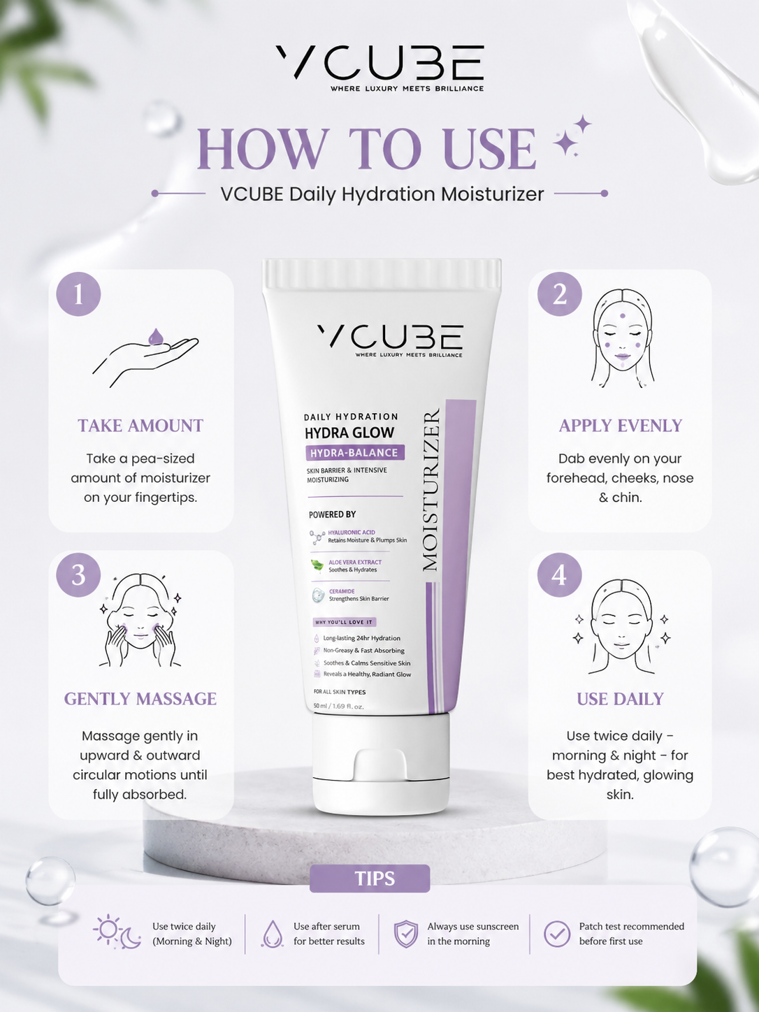 Hydra Glow Moisturizer  2% Hyaluronic Acid + 2% Ceramide