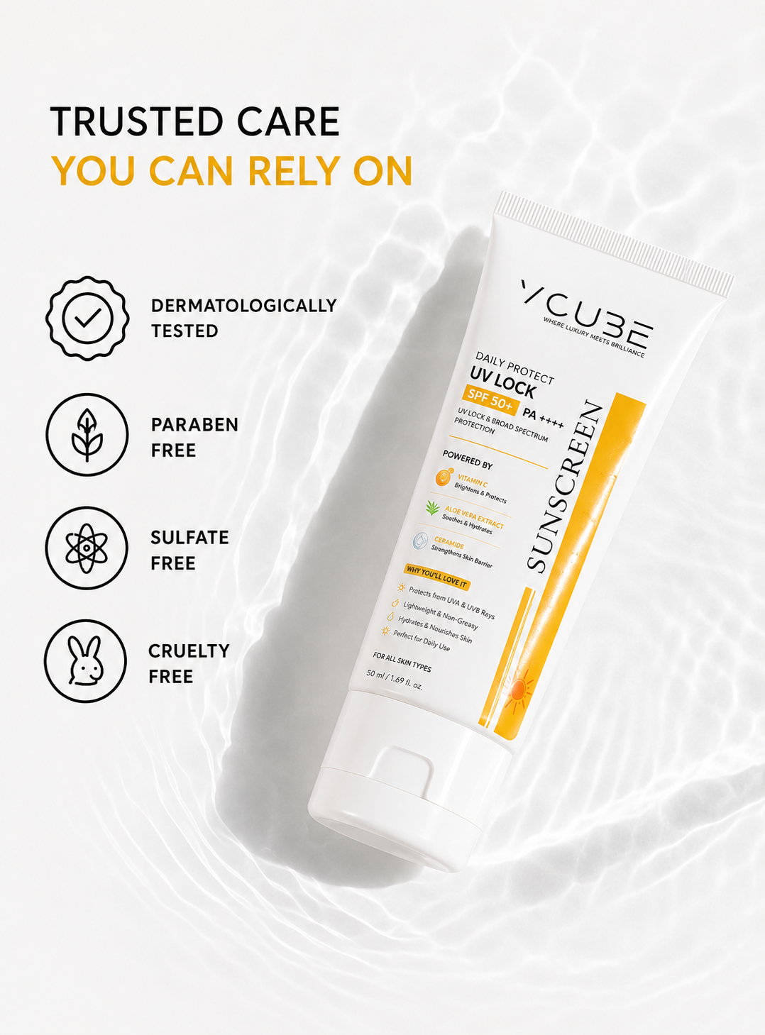 UV LOCK Sunscreen SPF 50+ PA++++ | Vitamin C + Niacinamide + Ceramide