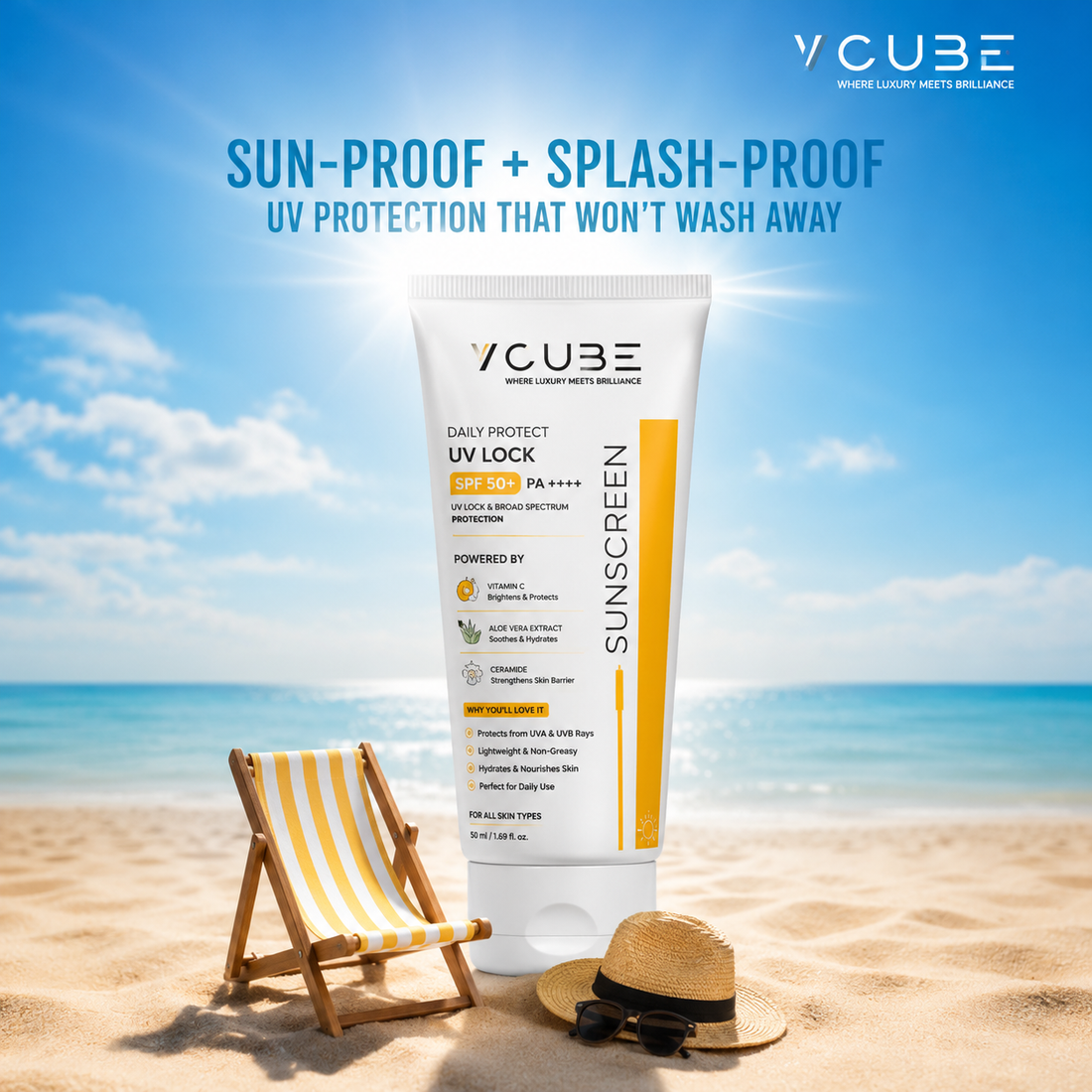 UV LOCK Sunscreen SPF 50+ PA++++ | Vitamin C + Niacinamide + Ceramide