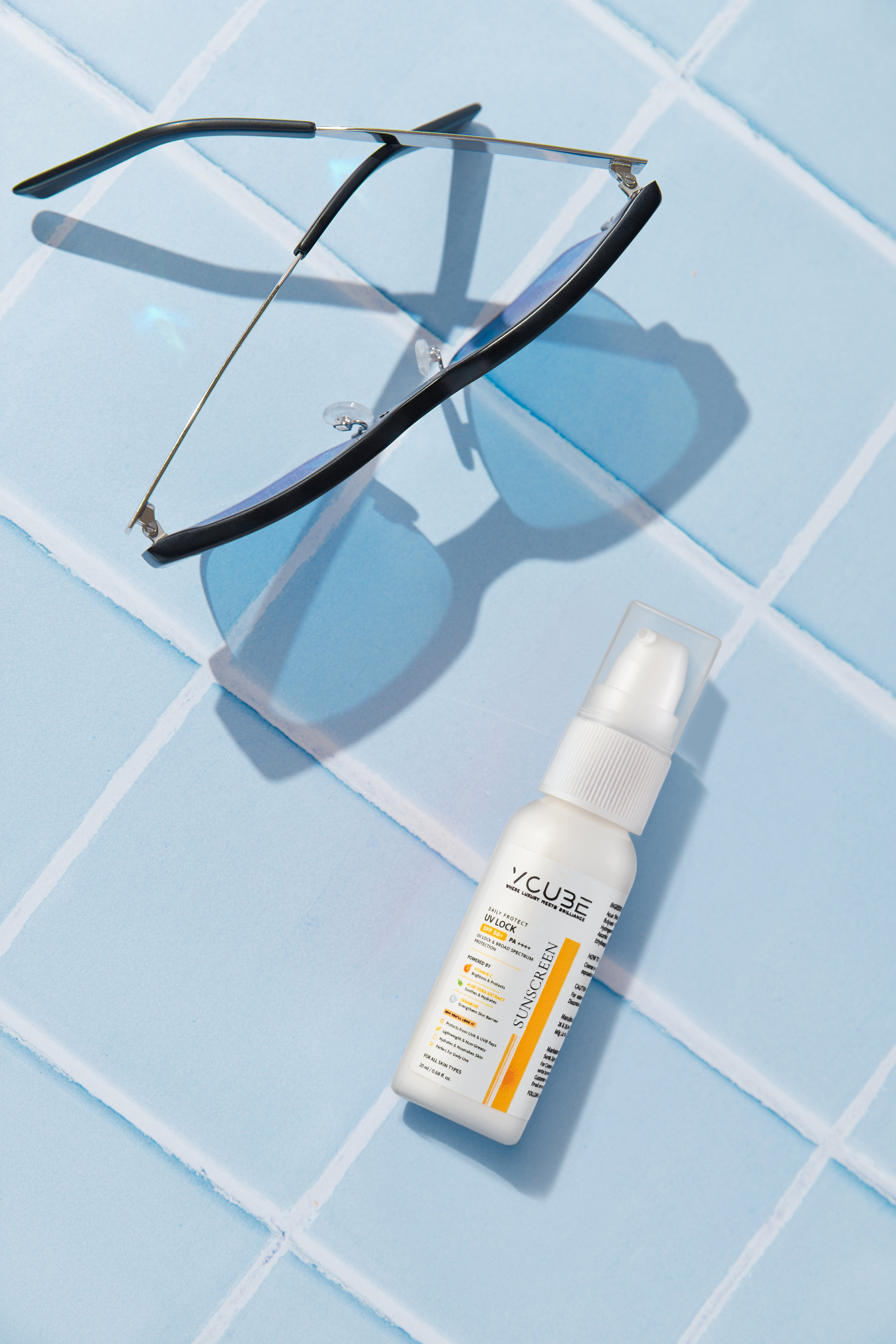 UV Lock Sunscreen SPF 50+ PA++++ UVA & UVB  (with Vitamin C+ Niacinamide + Ceramider)  20 ML